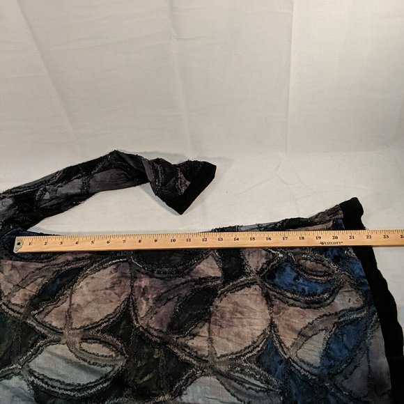 Ness Blue Brown Long Sleeve Tunic Shirt Top Womens Medium M Black Floral - Picture 12 of 13